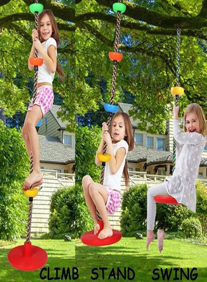 CHARMING TREASURES Platforms Disc Tree Swing Seat and Climbing Knot Rope with Carabiner Hook for Kids Outdoor Playground Set (Red with Disc) - Image 5